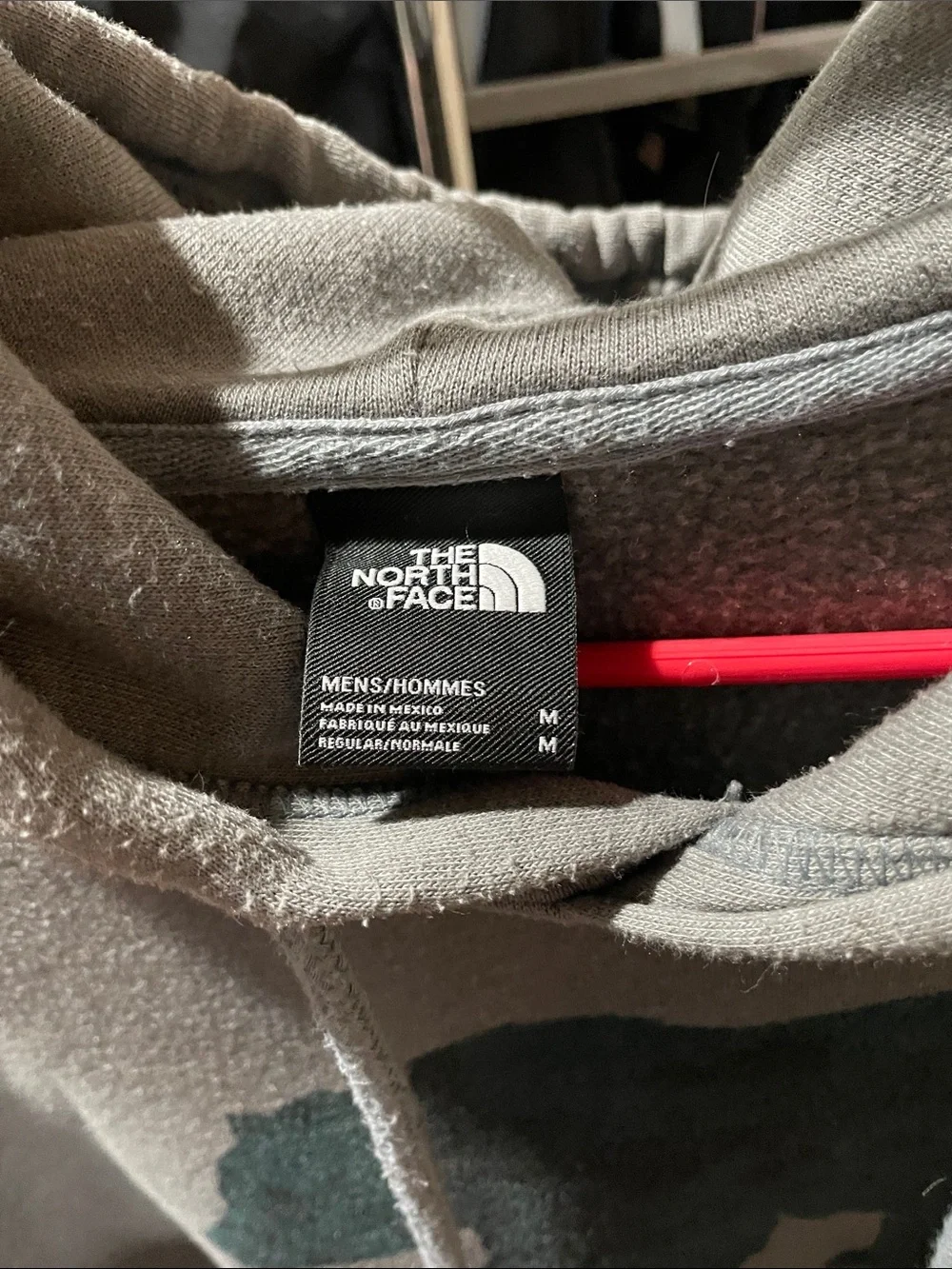 The North Face Gray Hoodie with Dark Teal Bear Graphic